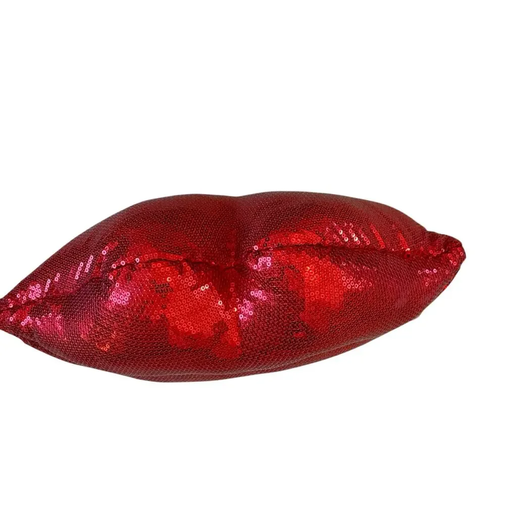 Cynthia Rowley Red Sequin Lips Shaped Pillow Valentines Day Love Kiss NEW